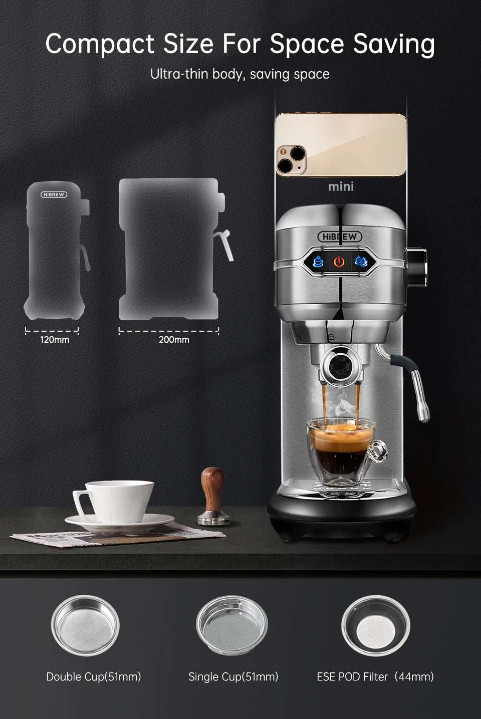 Nowoczesny Ekspres HIBREW H11 SR 20 Bar