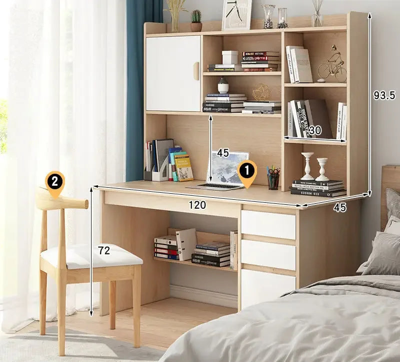 Bambusowy regał na książki i biurko komputerowe