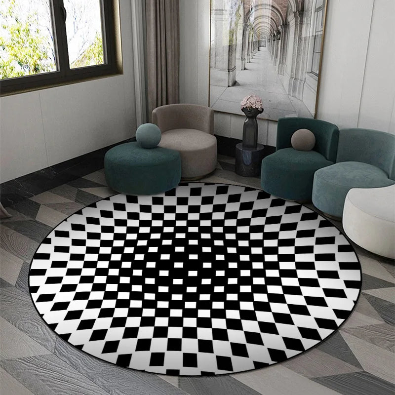 Okrągły dywan z efektem 3D