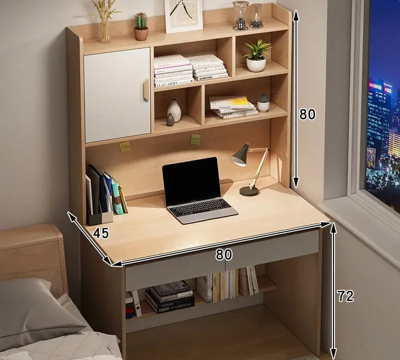 Bambusowy regał na książki i biurko komputerowe