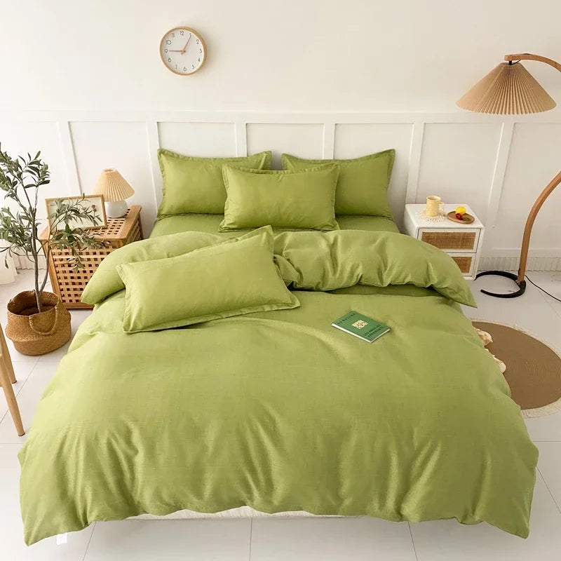 Pokrowiec na kołdrę w kratkę w odcieniach khaki