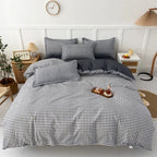 Pokrowiec na kołdrę w kratkę w odcieniach khaki