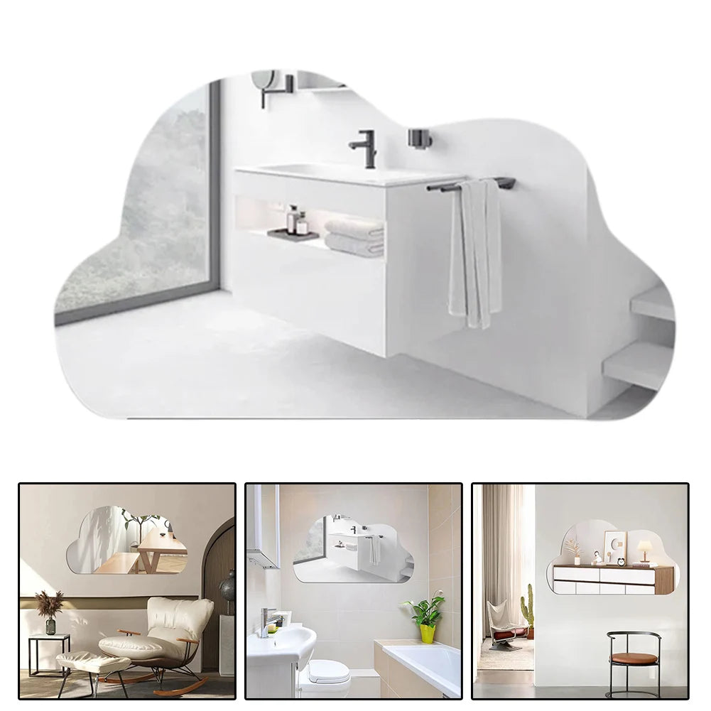 Nowoczesne, samoprzylepne lustro w kształcie chmury