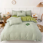 Pokrowiec na kołdrę w kratkę w odcieniach khaki