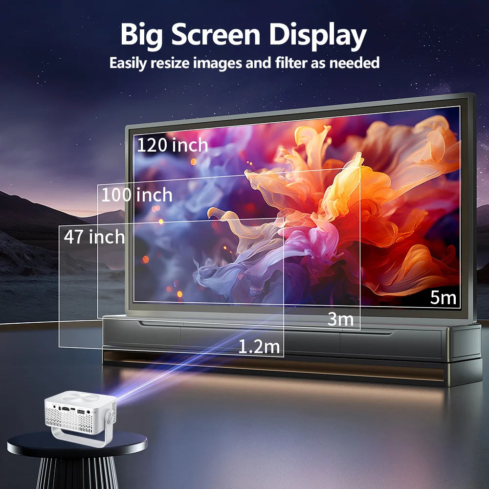 Przenośny Projektor Mini Beamer 1080P z Wi-Fi i Głośnikiem