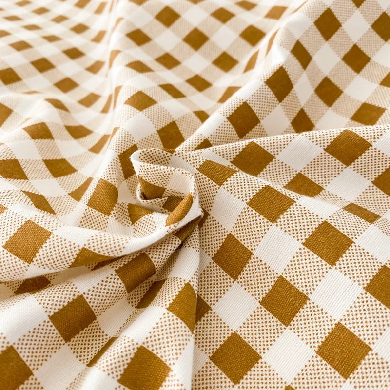 Pokrowiec na kołdrę w kratkę w odcieniach khaki