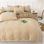 Pokrowiec na kołdrę w kratkę w odcieniach khaki