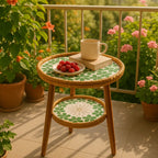 Rattanowy stolik kawowy z mozaiką