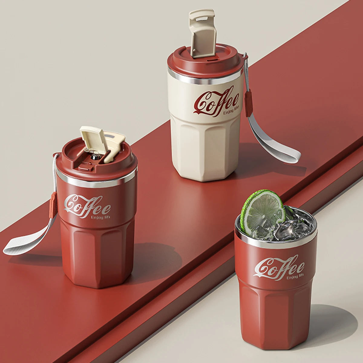 Kubek Termiczny z Uchwytem ze Stali Nierdzewnej "Coffee"