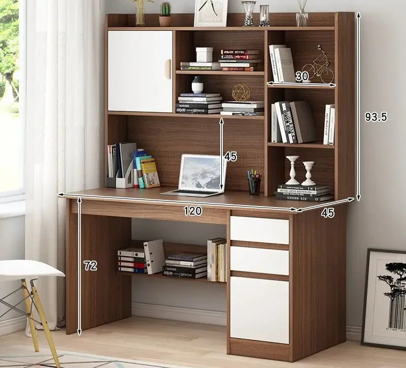 Bambusowy regał na książki i biurko komputerowe