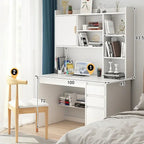 Bambusowy regał na książki i biurko komputerowe