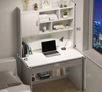 Bambusowy regał na książki i biurko komputerowe