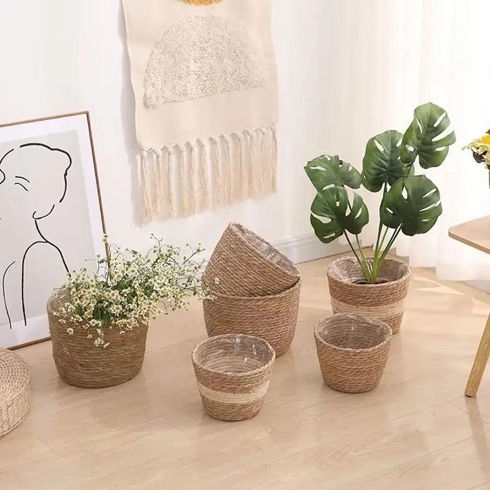 Zestaw Plecionych Koszy na Doniczki Boho