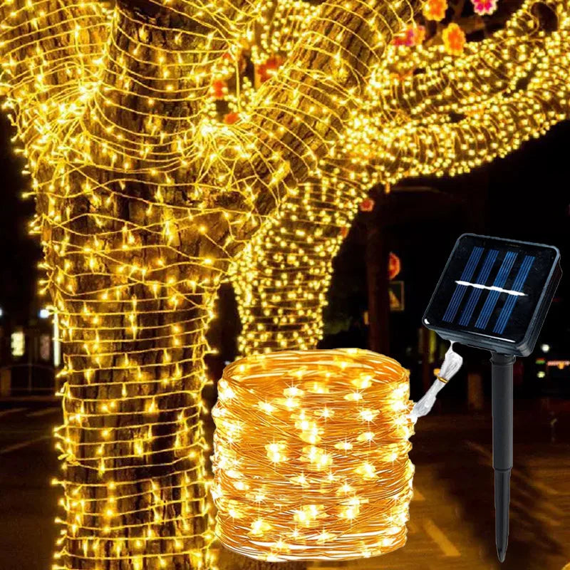 Girlanda świetlna LED solarna z drutu miedzianego