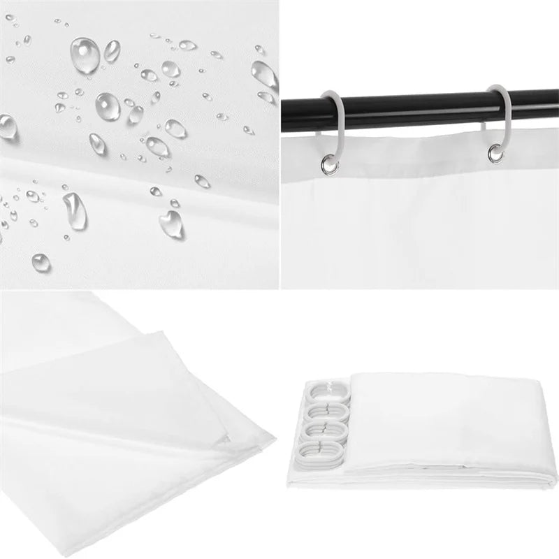 Biała zasłona prysznicowa w paski