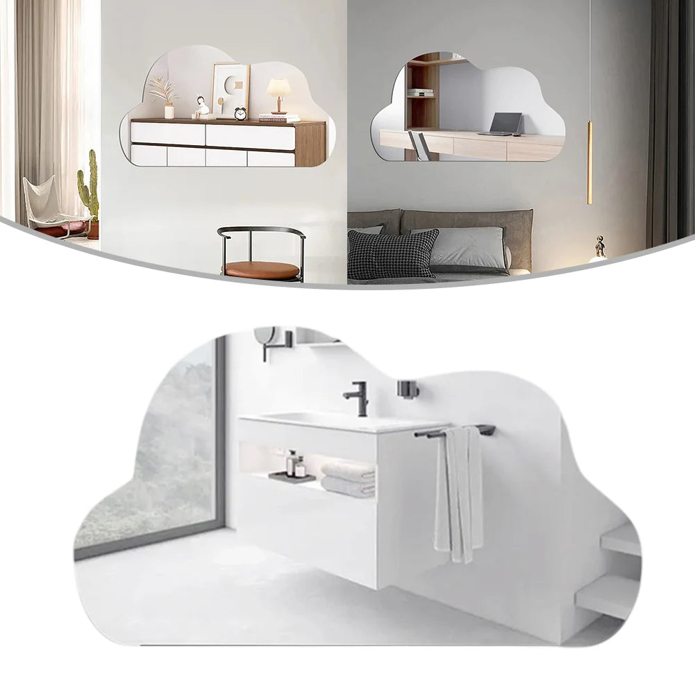 Nowoczesne, samoprzylepne lustro w kształcie chmury