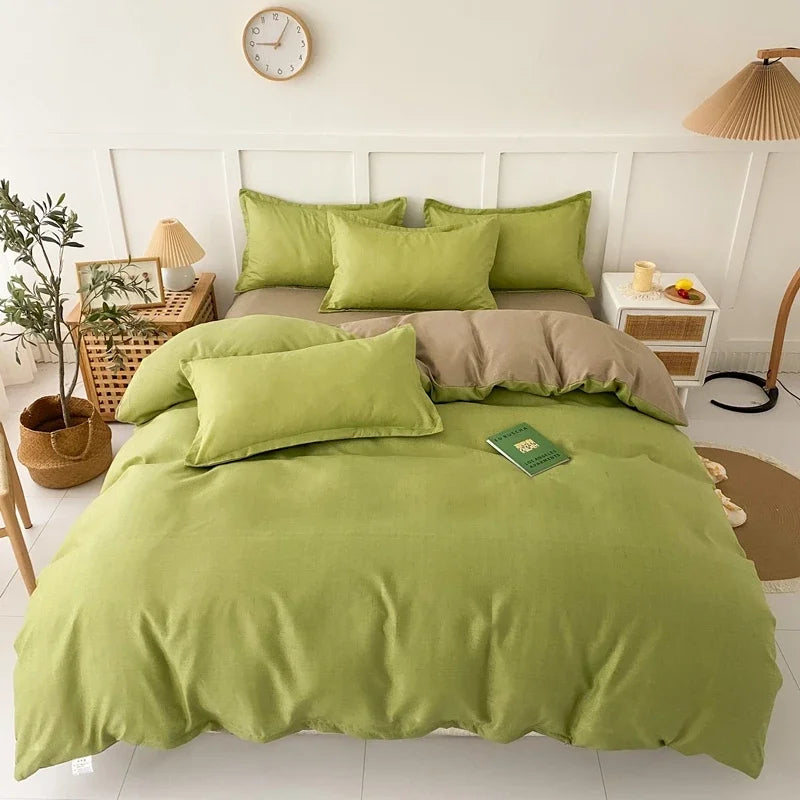 Pokrowiec na kołdrę w kratkę w odcieniach khaki