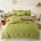 Pokrowiec na kołdrę w kratkę w odcieniach khaki