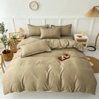 Pokrowiec na kołdrę w kratkę w odcieniach khaki