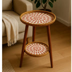 Rattanowy stolik kawowy z mozaiką