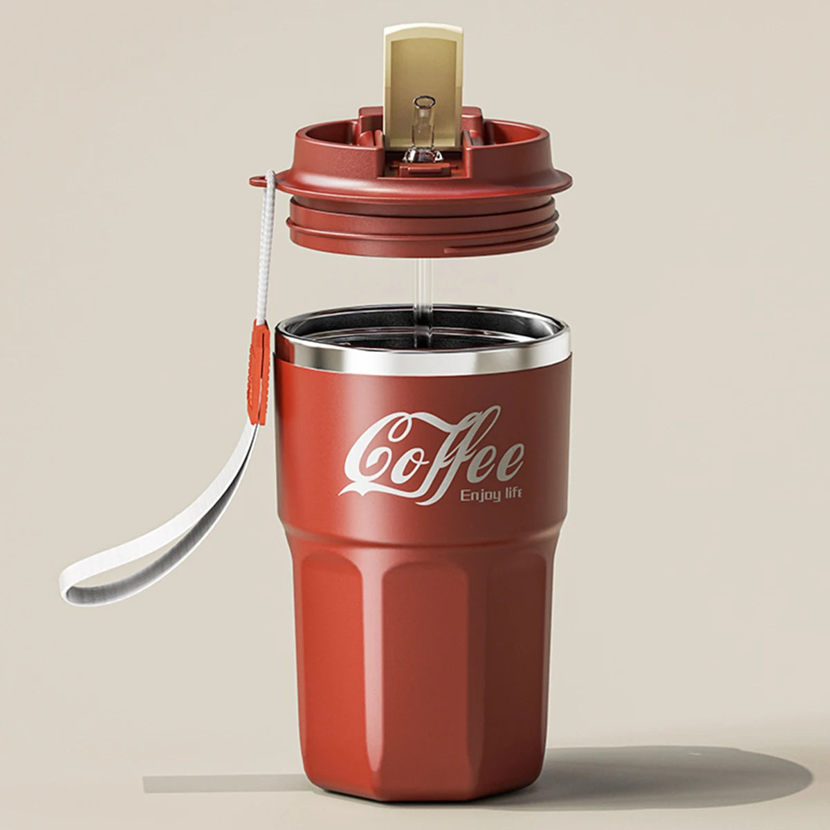Kubek Termiczny z Uchwytem ze Stali Nierdzewnej "Coffee"