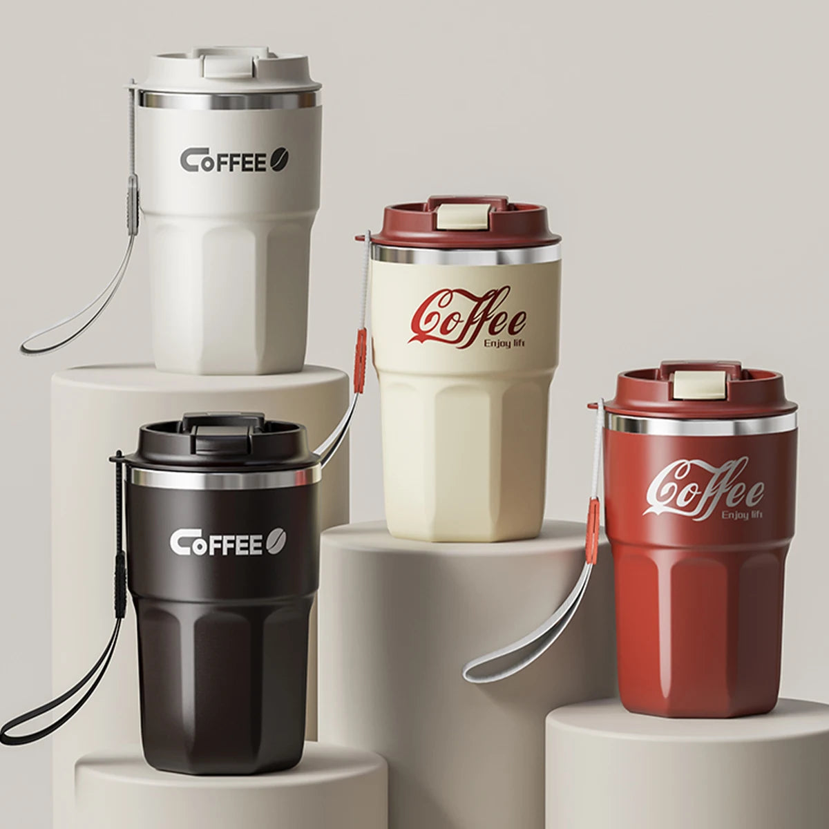 Kubek Termiczny z Uchwytem ze Stali Nierdzewnej "Coffee"