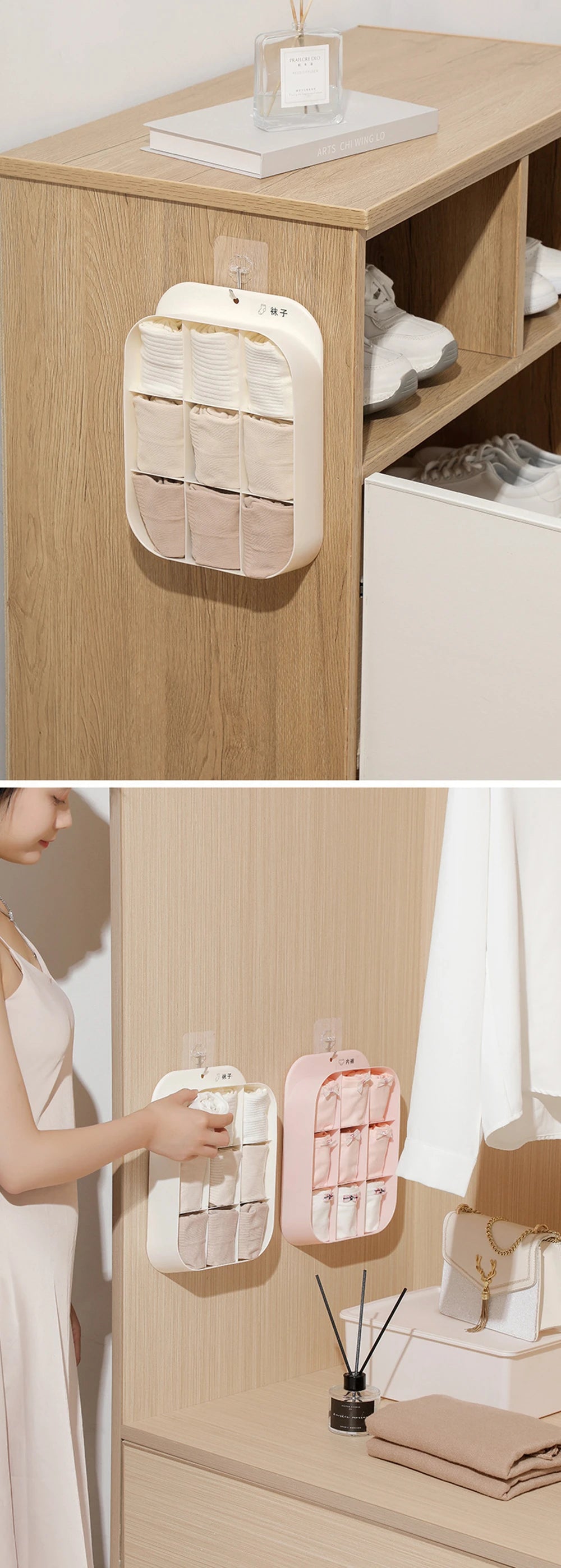 Wiszący organizer na bieliznę i skarpetki