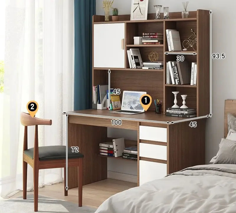 Bambusowy regał na książki i biurko komputerowe