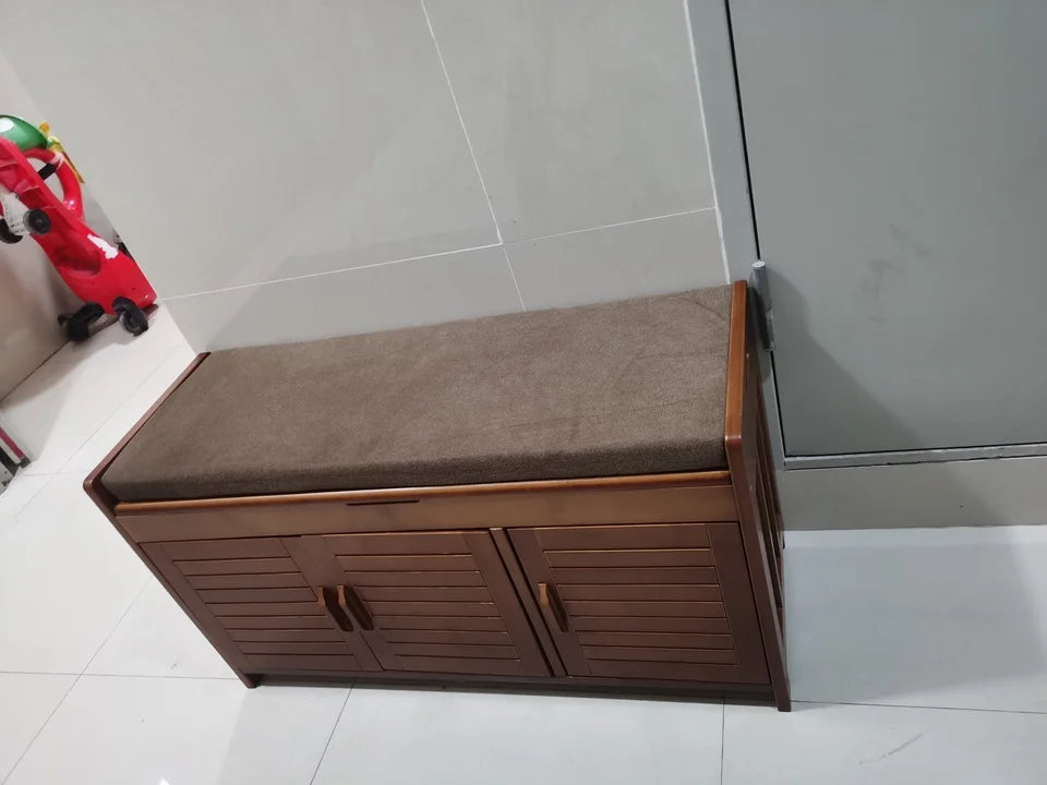 Bambusowa ławka na buty z siedziskiem i schowkiem