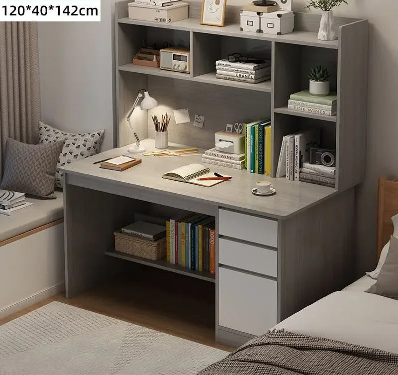 Bambusowy regał na książki i biurko komputerowe