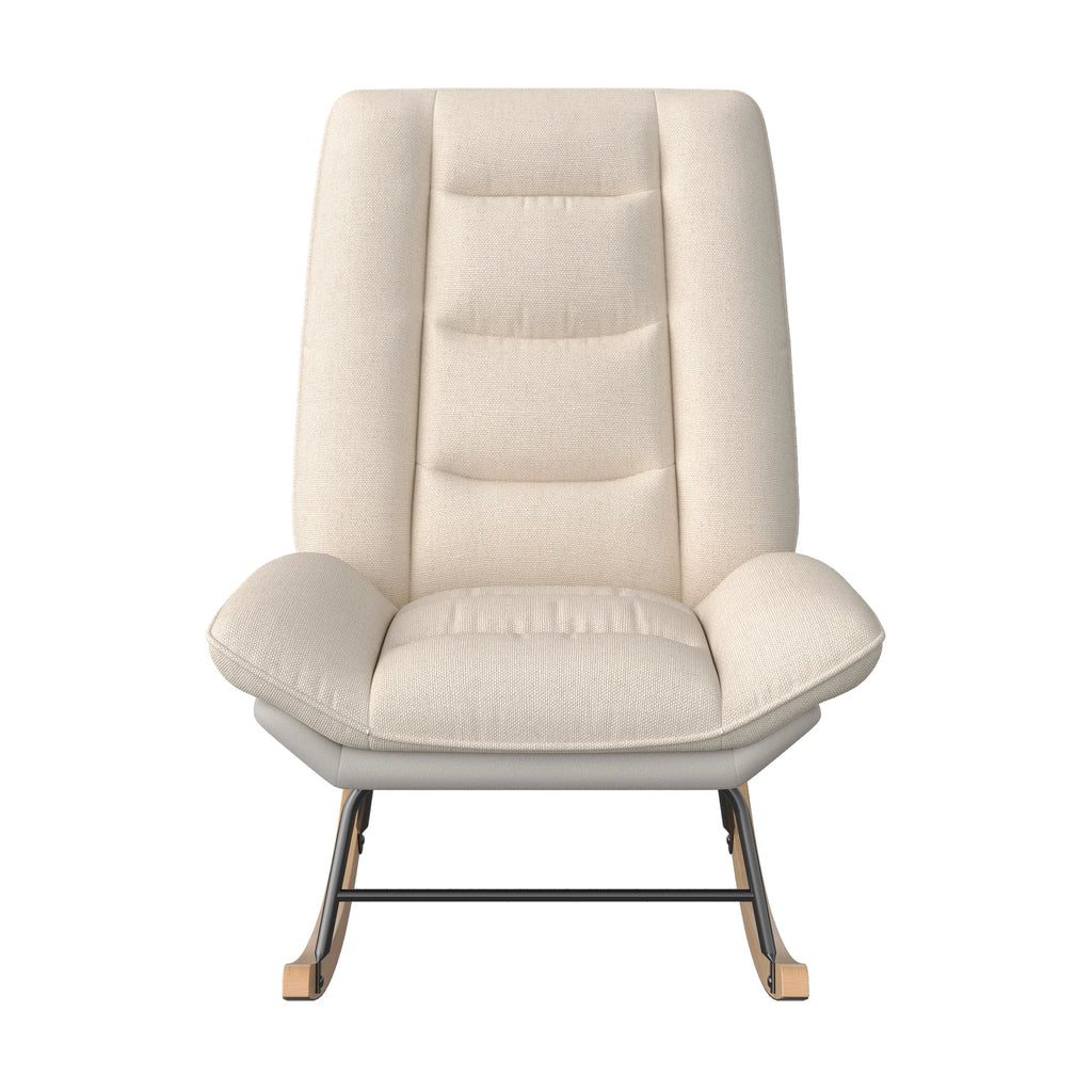 Nowoczesny fotel bujany z podnóżkiem