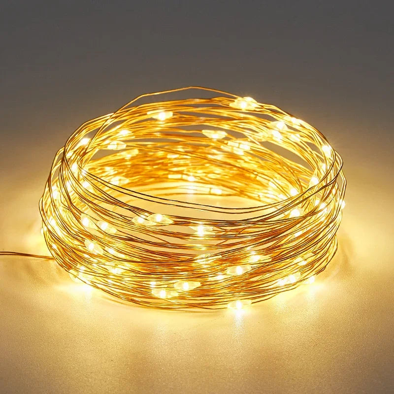 Girlanda świetlna LED solarna z drutu miedzianego