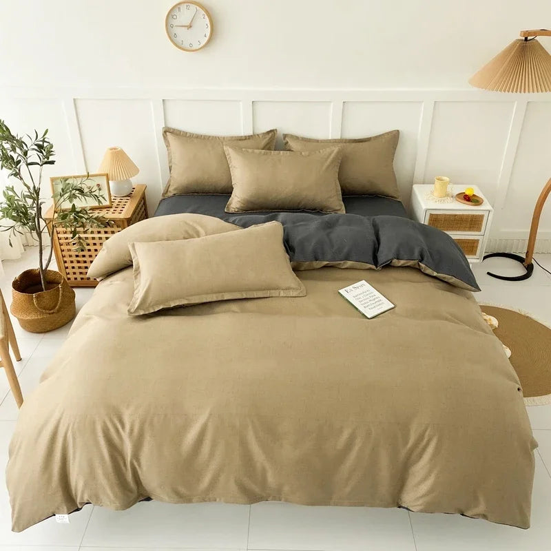 Pokrowiec na kołdrę w kratkę w odcieniach khaki