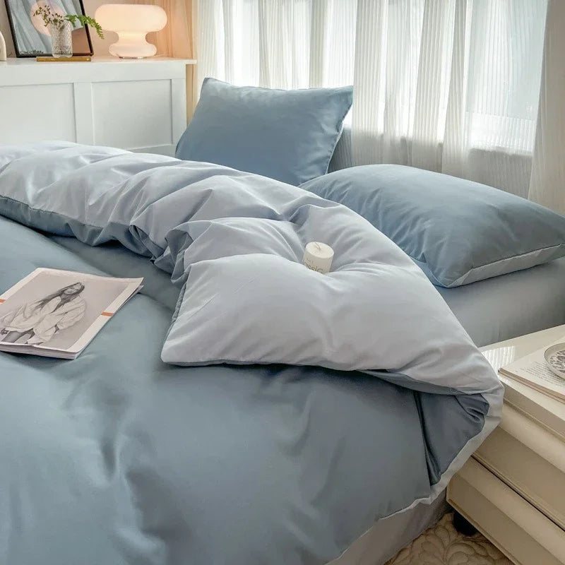 Miękki i oddychający komplet poszewek i prześcieradło w różnych kolorach