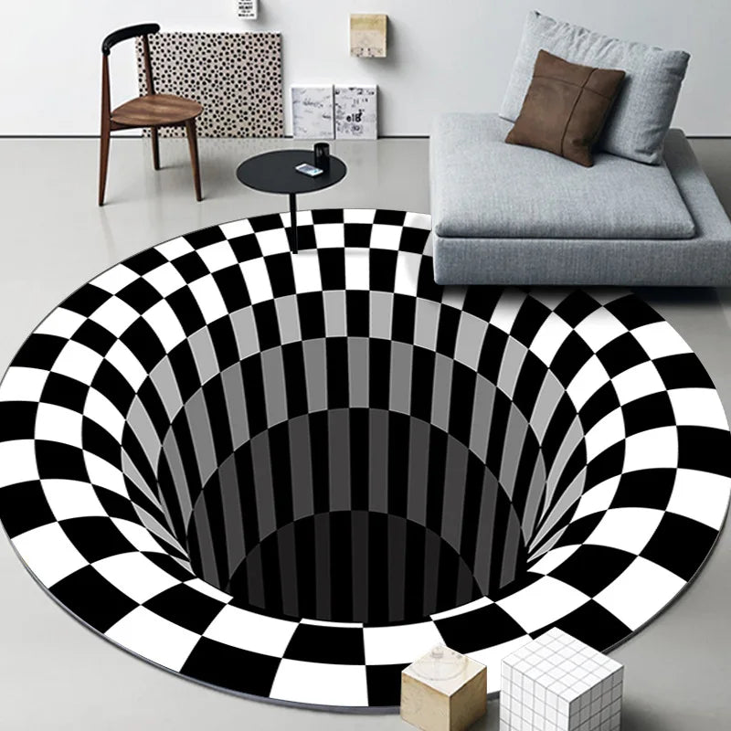 Okrągły dywan z efektem 3D