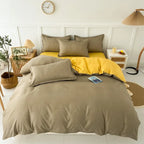 Pokrowiec na kołdrę w kratkę w odcieniach khaki