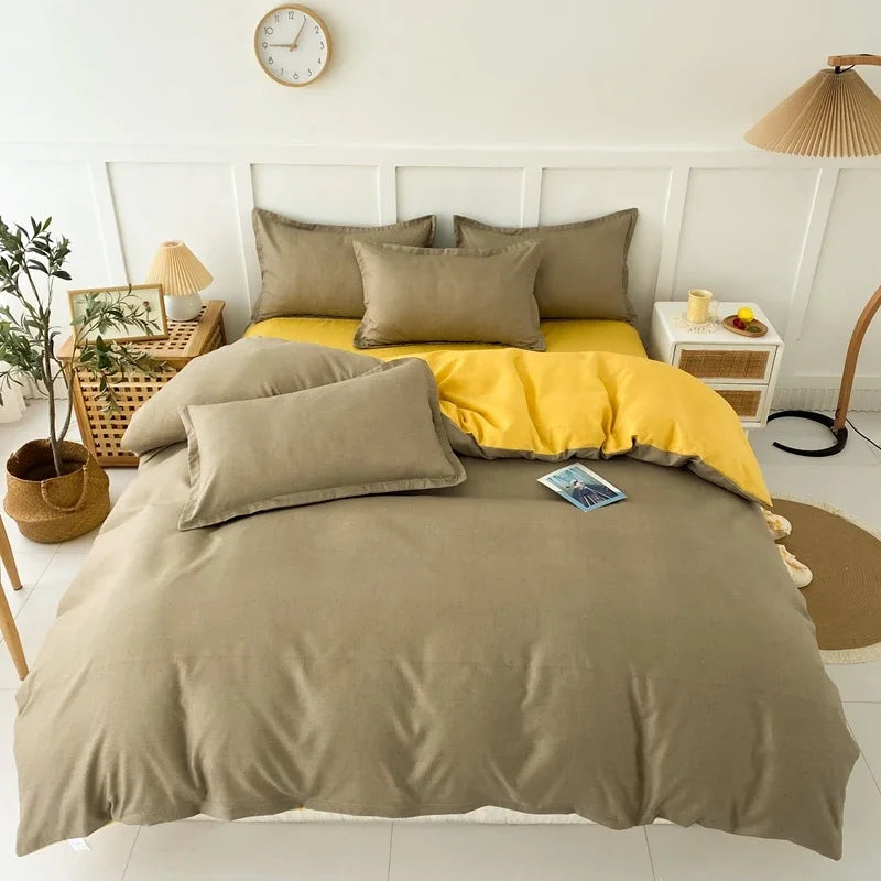 Pokrowiec na kołdrę w kratkę w odcieniach khaki