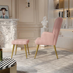 Różowy fotel wypoczynkowy z podnóżkiem