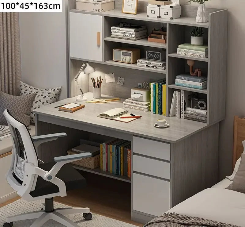 Bambusowy regał na książki i biurko komputerowe