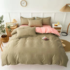 Pokrowiec na kołdrę w kratkę w odcieniach khaki