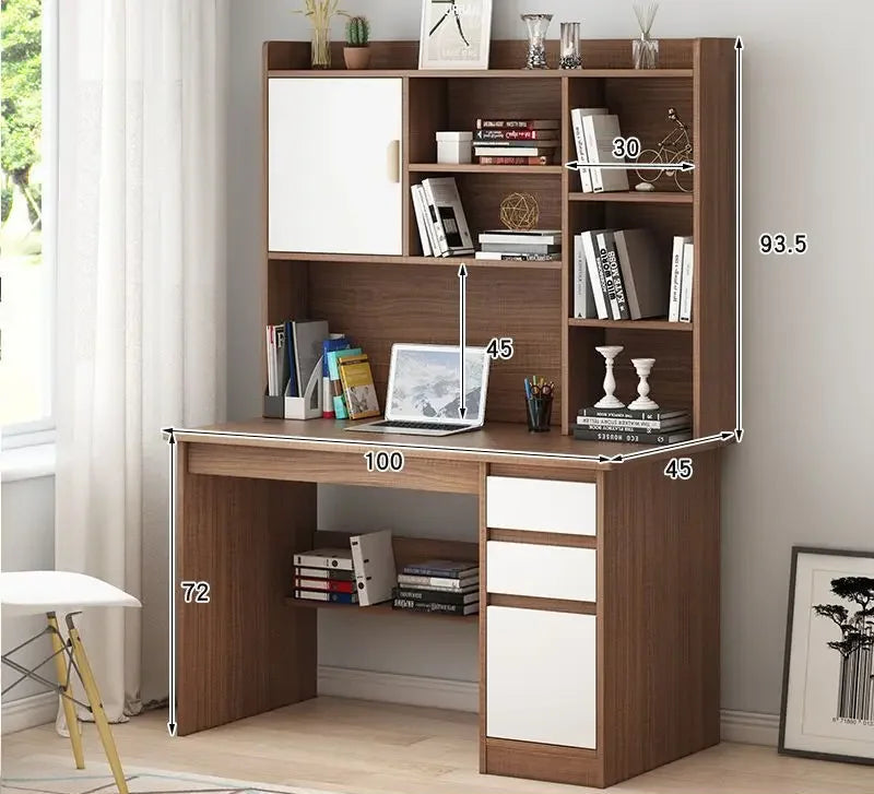 Bambusowy regał na książki i biurko komputerowe