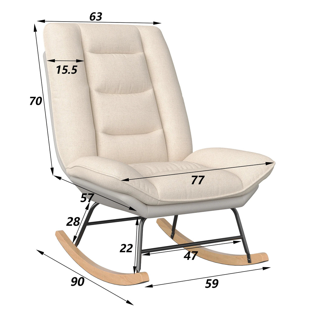 Nowoczesny fotel bujany z podnóżkiem