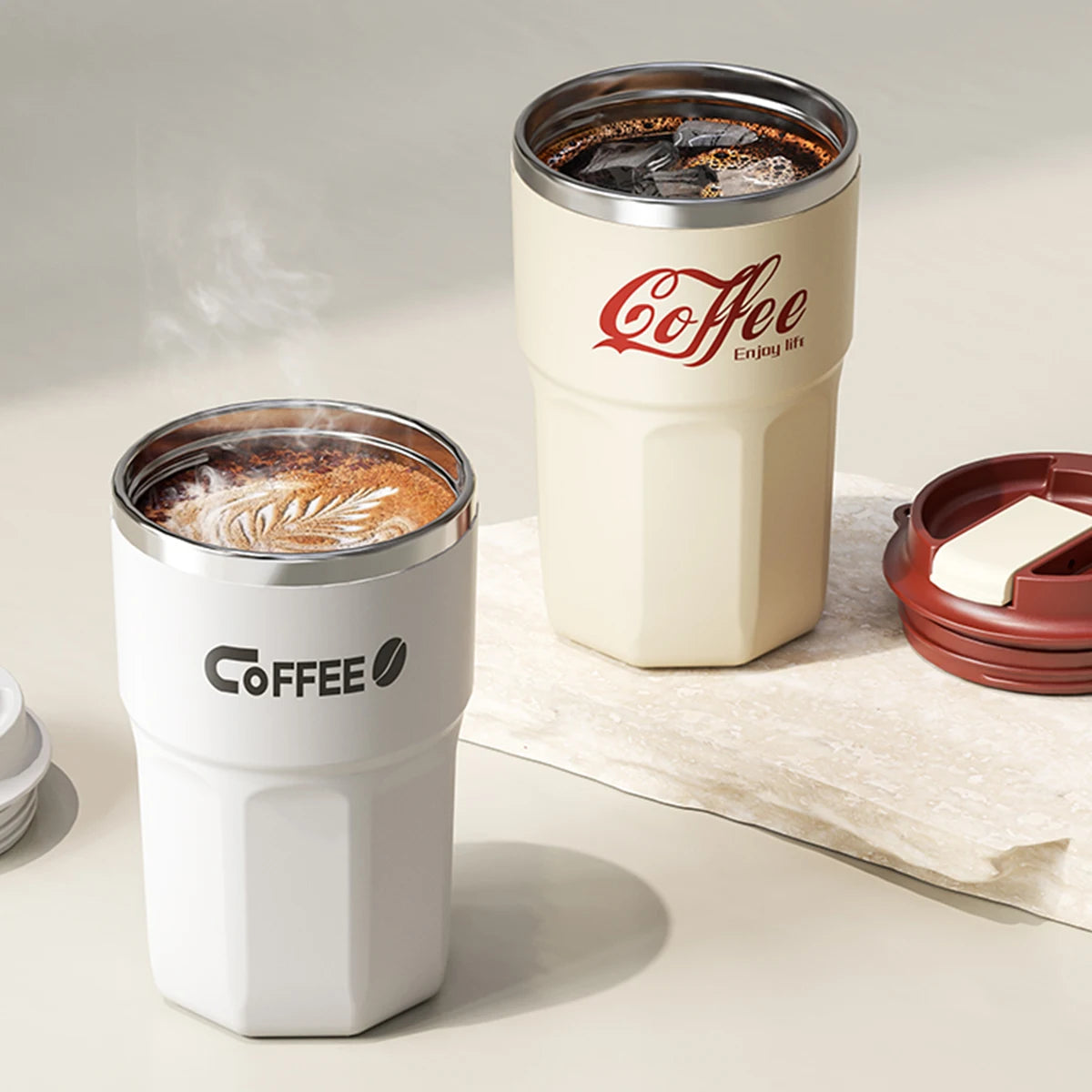 Kubek Termiczny z Uchwytem ze Stali Nierdzewnej "Coffee"