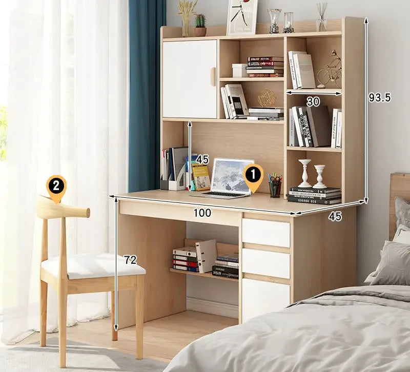 Bambusowy regał na książki i biurko komputerowe