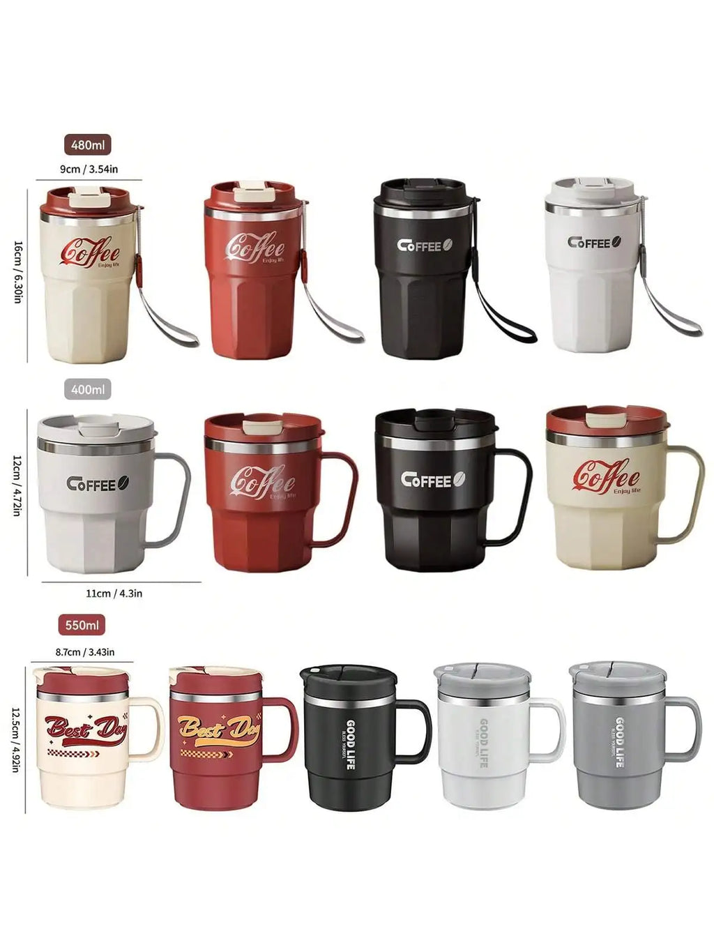 Kubek Termiczny z Uchwytem ze Stali Nierdzewnej "Coffee"