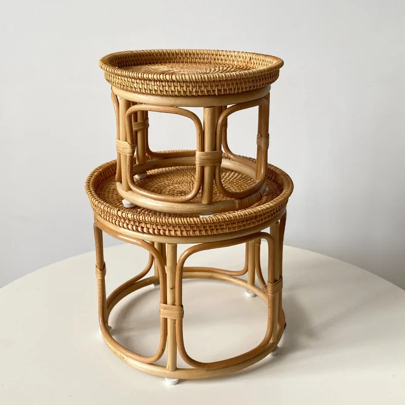 Rattanowy stolik vintage