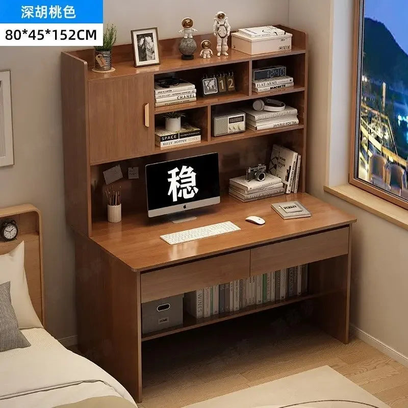 Bambusowy regał na książki i biurko komputerowe