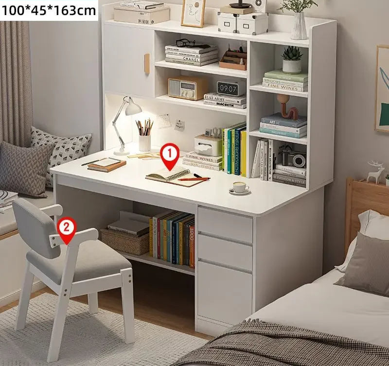 Bambusowy regał na książki i biurko komputerowe